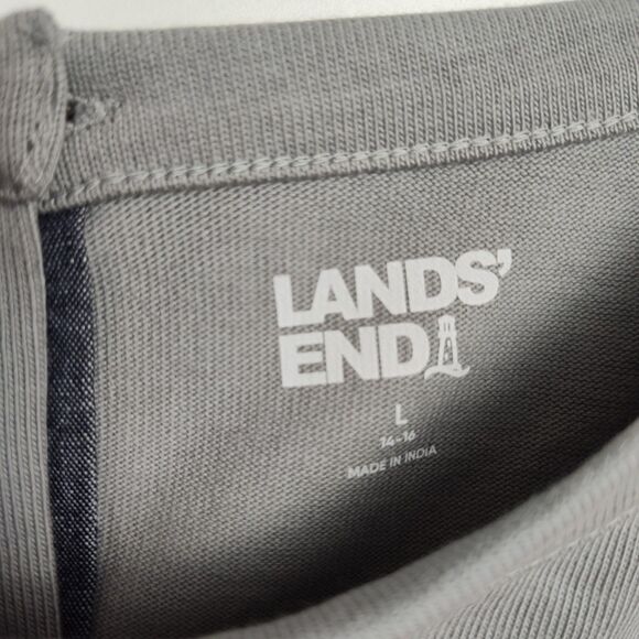 Land's End Tunic women's L Light Gray Button-Up Back Long Sleeves Round Neck - Picture 7 of 9
